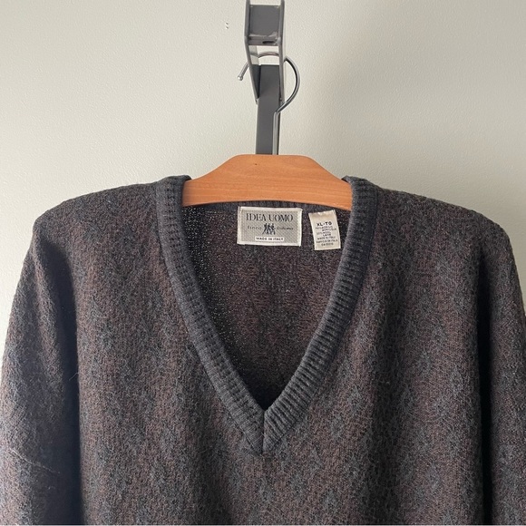 Vintage Idea Uomo Italian Wool Vneck Grandpa Dad Vneck Knit Sweater Mens Size XL - Picture 5 of 6